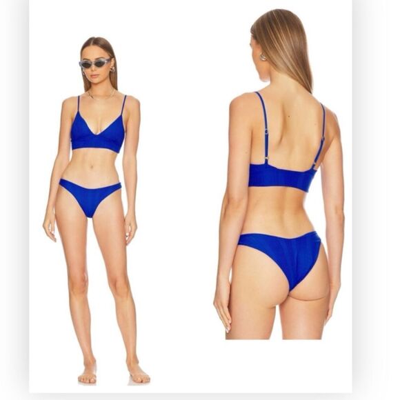 L*Space Winnie Longline Bikini Top Ribbed Royal Blue NWT Medium $114 - Picture 1 of 6